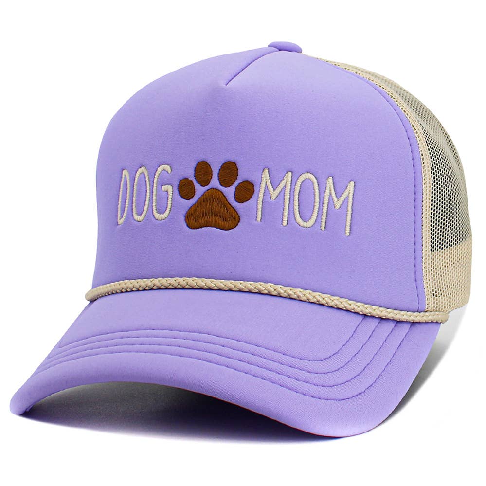 DOG MOM Message Paw Embroidered Mesh Back Trucker Hat