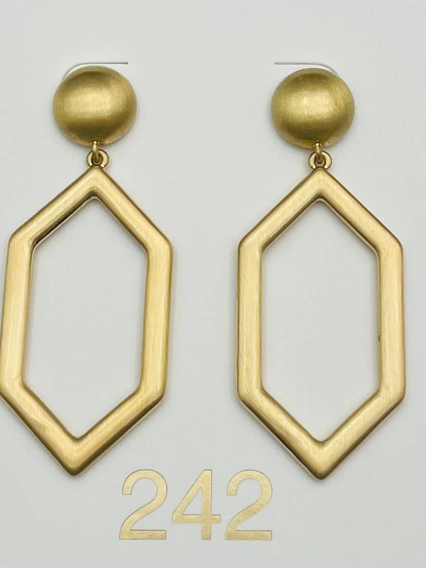 GOLDEN - Hexagon Dangle (brushed matte gold) ER531