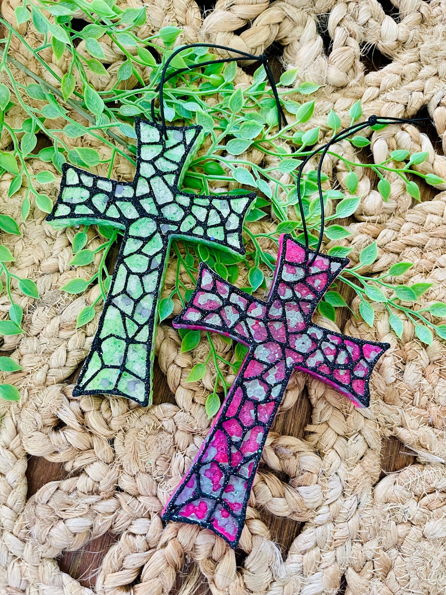 Stained Glass Cross Car Freshie