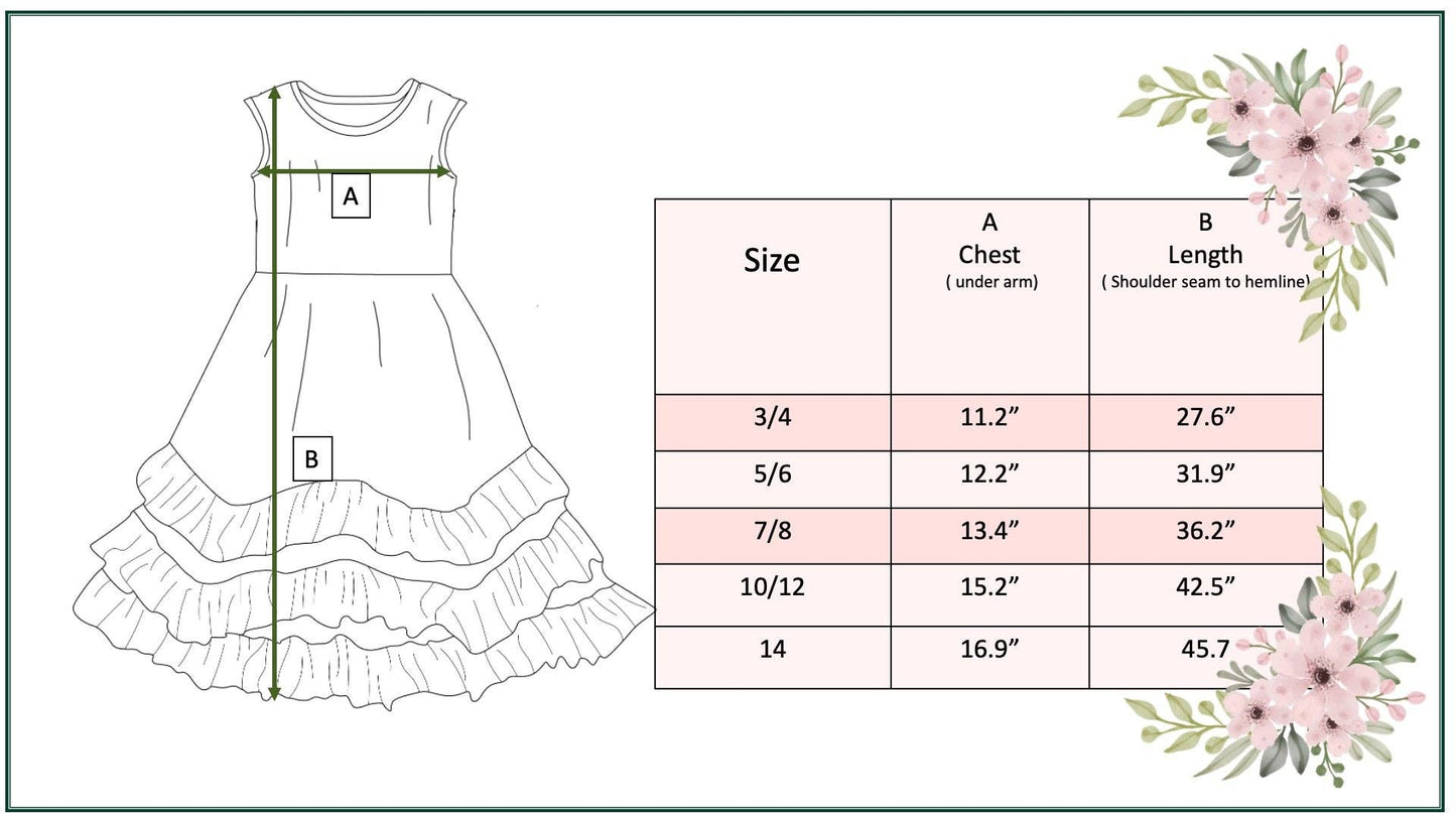 Girls Olivia 3 Ruffle Blue Floral Spring Summer Dress