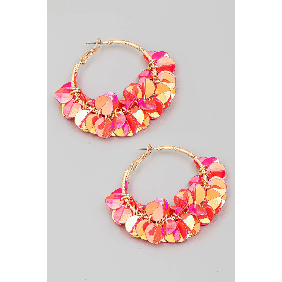 Shiny Multi Sequin Hoop Earrings