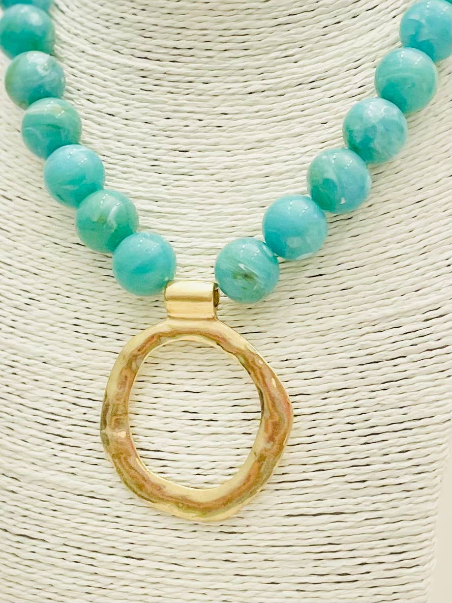 PENDANT - Big Ball Necklace w/Pendant (turquoise) NK616
