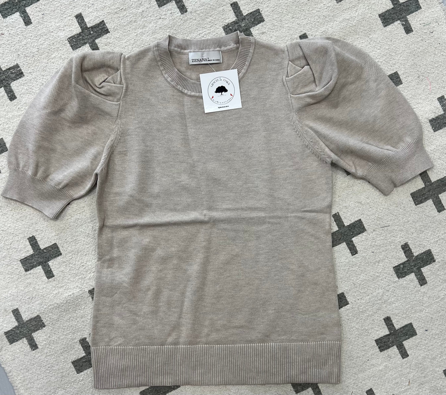 VISCOSE PUFF SHORT SLEEVE SWEATER