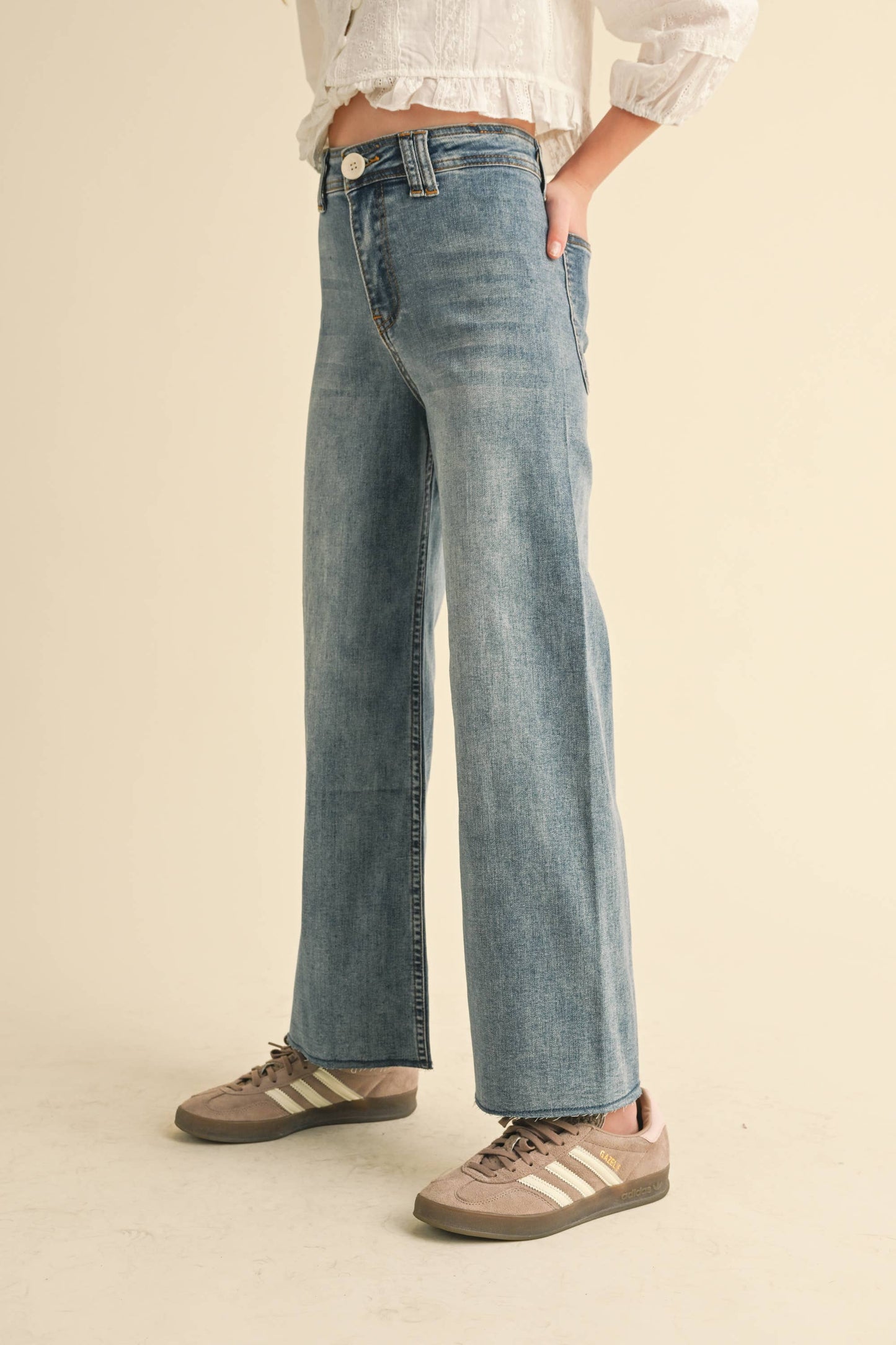 TWEEN KIDS GIRLS WIDE LEG DENIM PANTS (7-14)