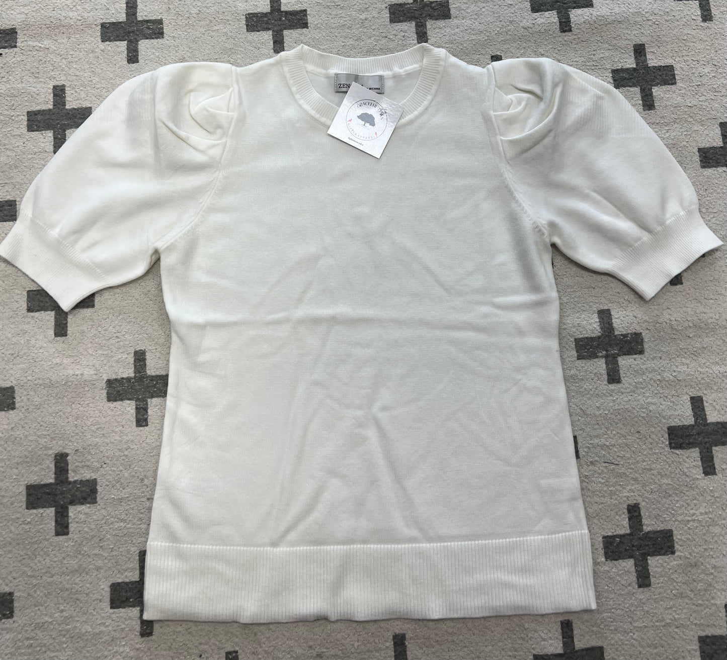 VISCOSE PUFF SHORT SLEEVE SWEATER