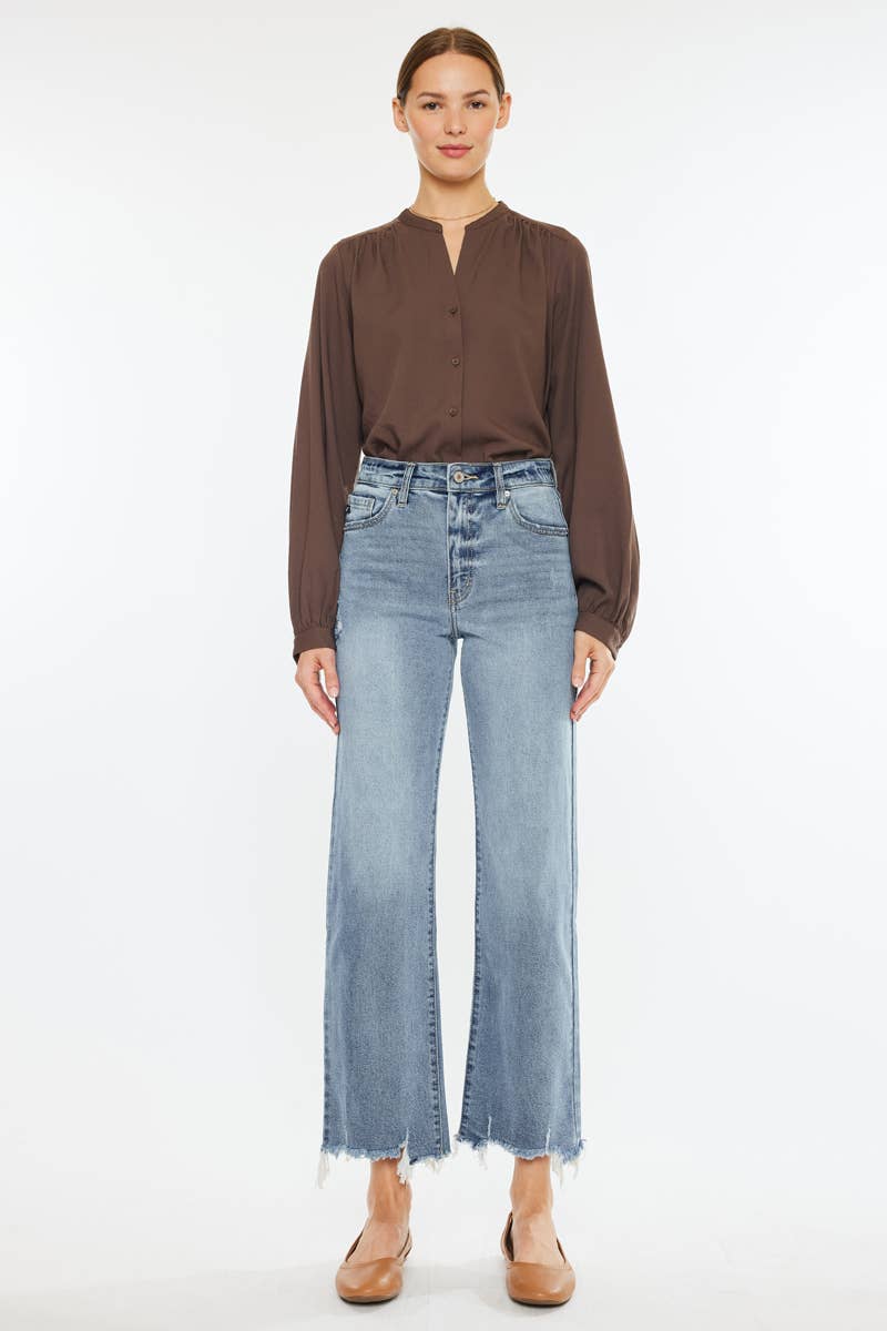 OPEN PACK HIGH RISE SLIM WIDE LEG JEANS-KC2565L
