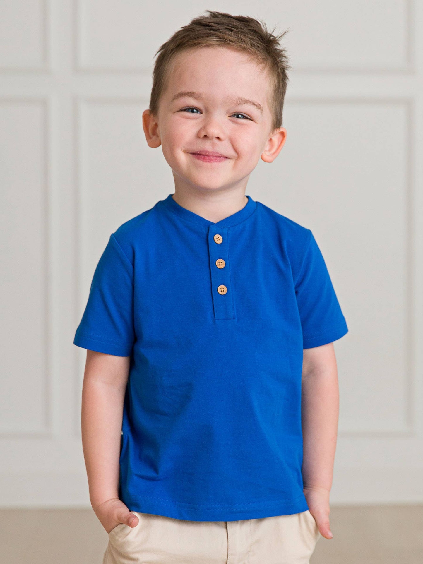 Boys Blue Short Sleeve Henley