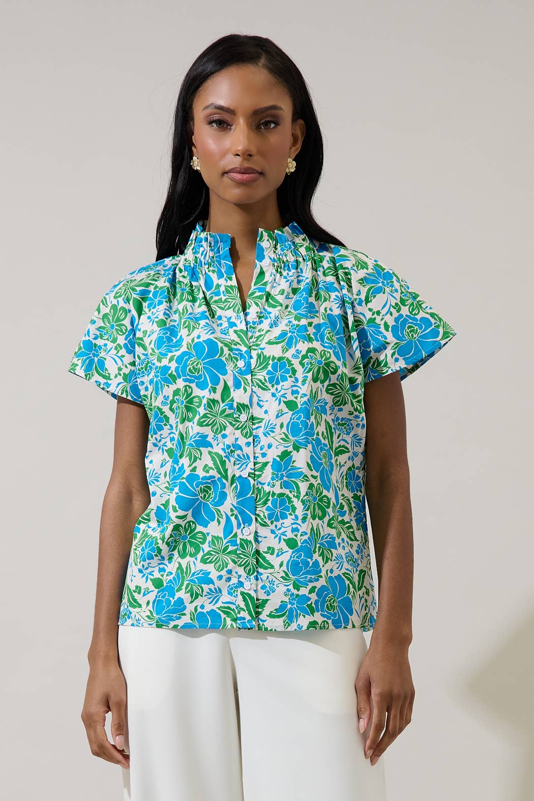 Bivore Floral Patma Mock Neck Top