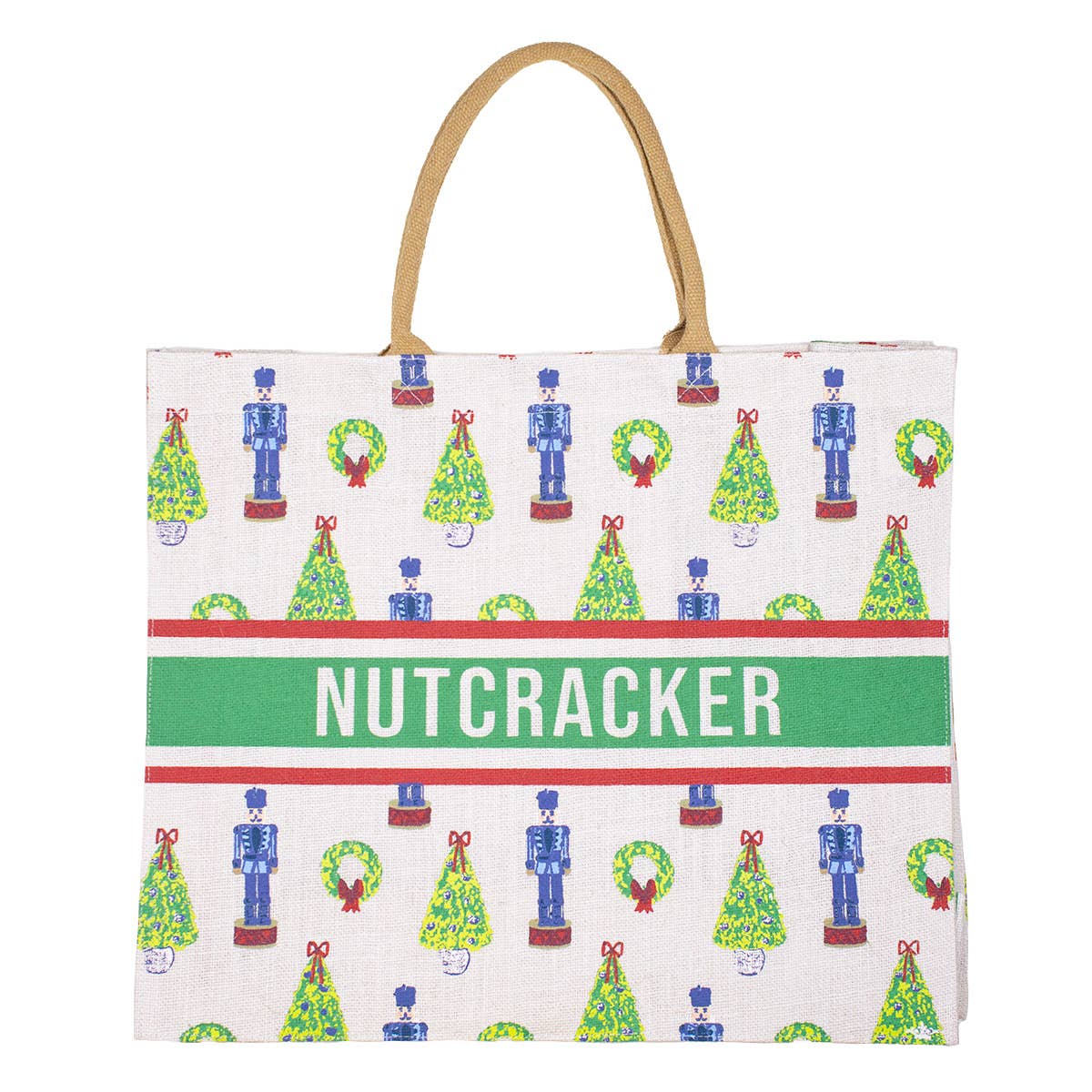 Grand Nutcracker Tree Carryall Tote White/Green/Red 19x22x8