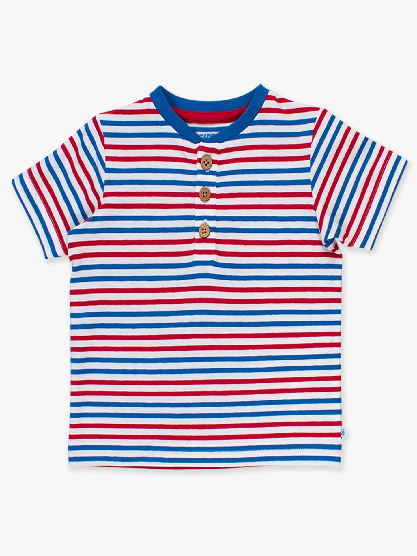 Boys Red White & Blue Stripe Short Sleeve Henley