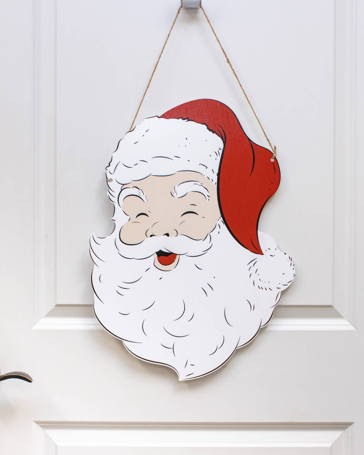 Santa Door Hanger White/Red 14.75x19.75