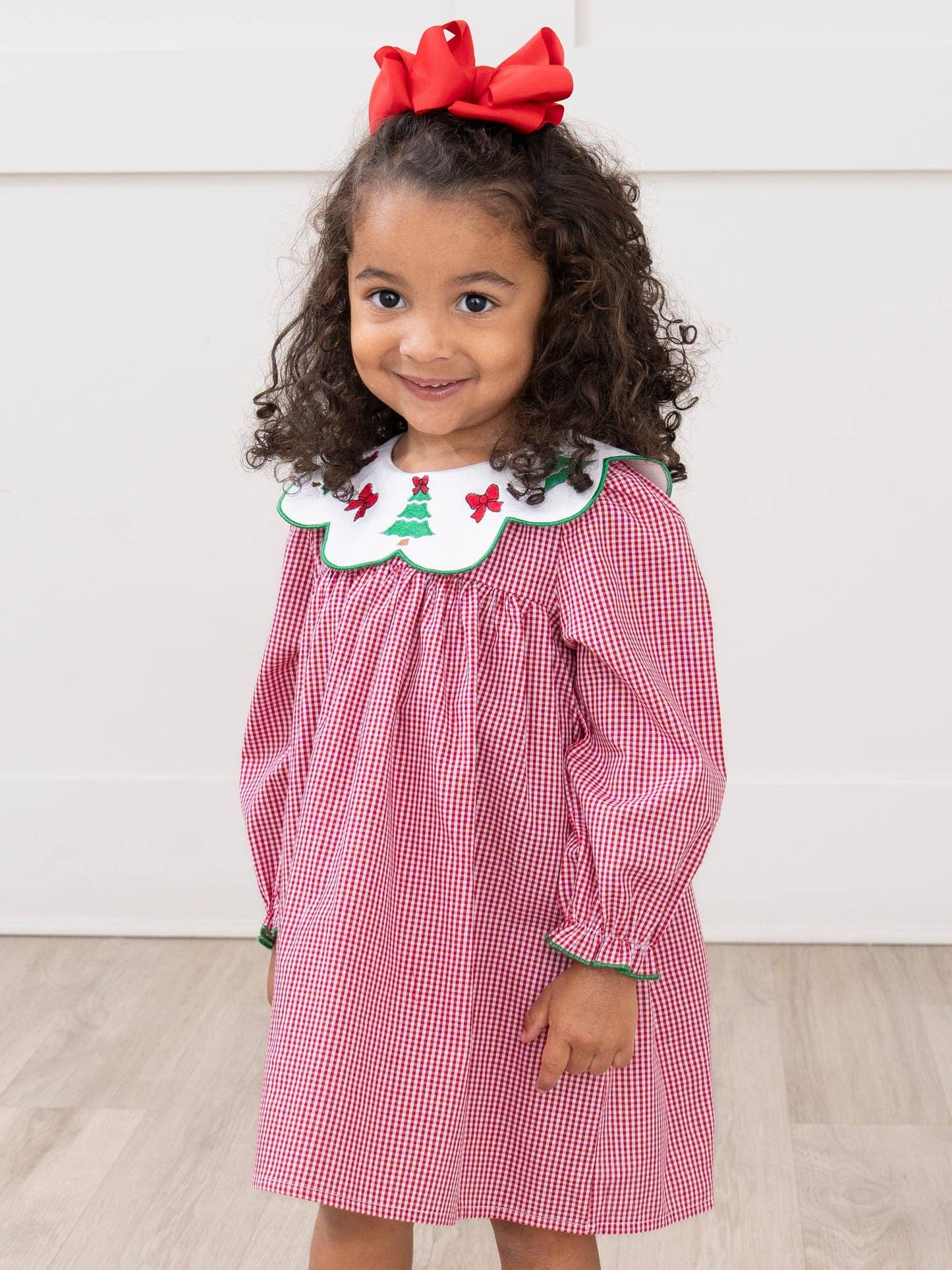 Festive Bow & Tree Cotton Dress