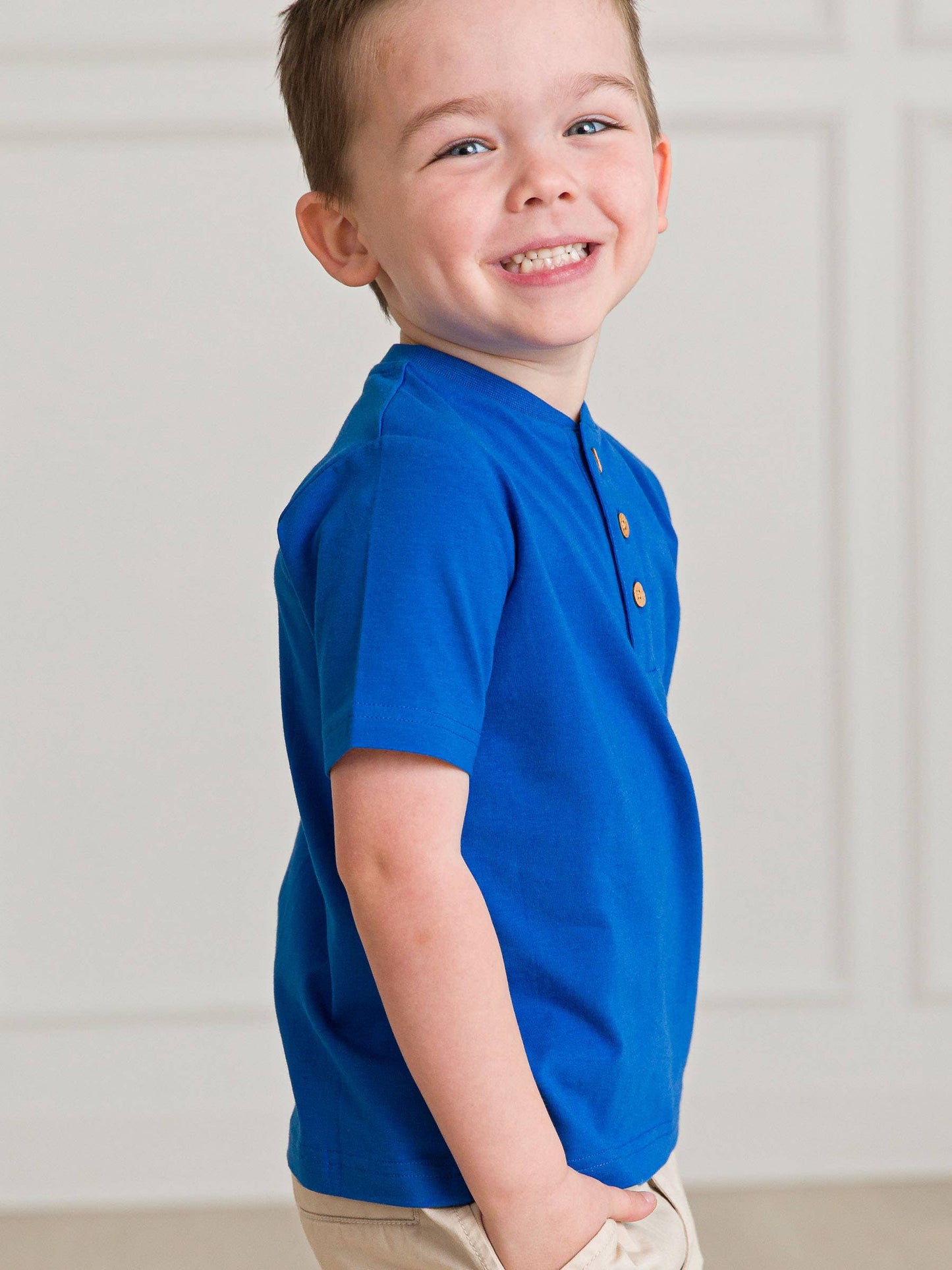Boys Blue Short Sleeve Henley