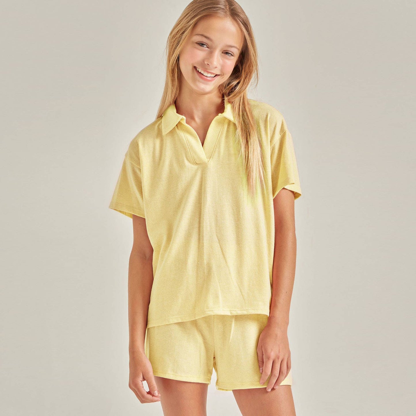 Collared Top and Shorts Matching Set