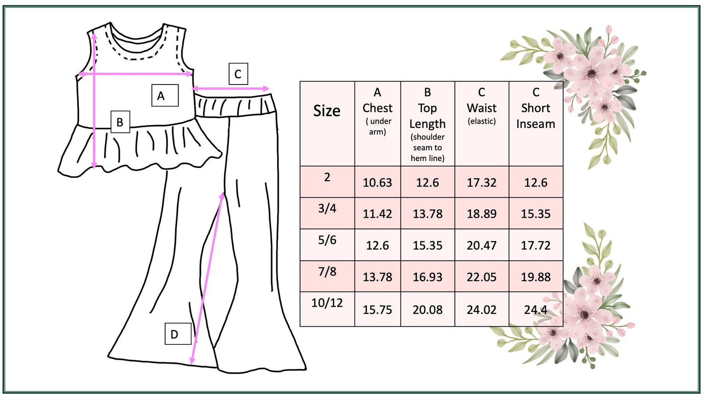 Girls Pink Groove Floral Spring Summer Pant Set