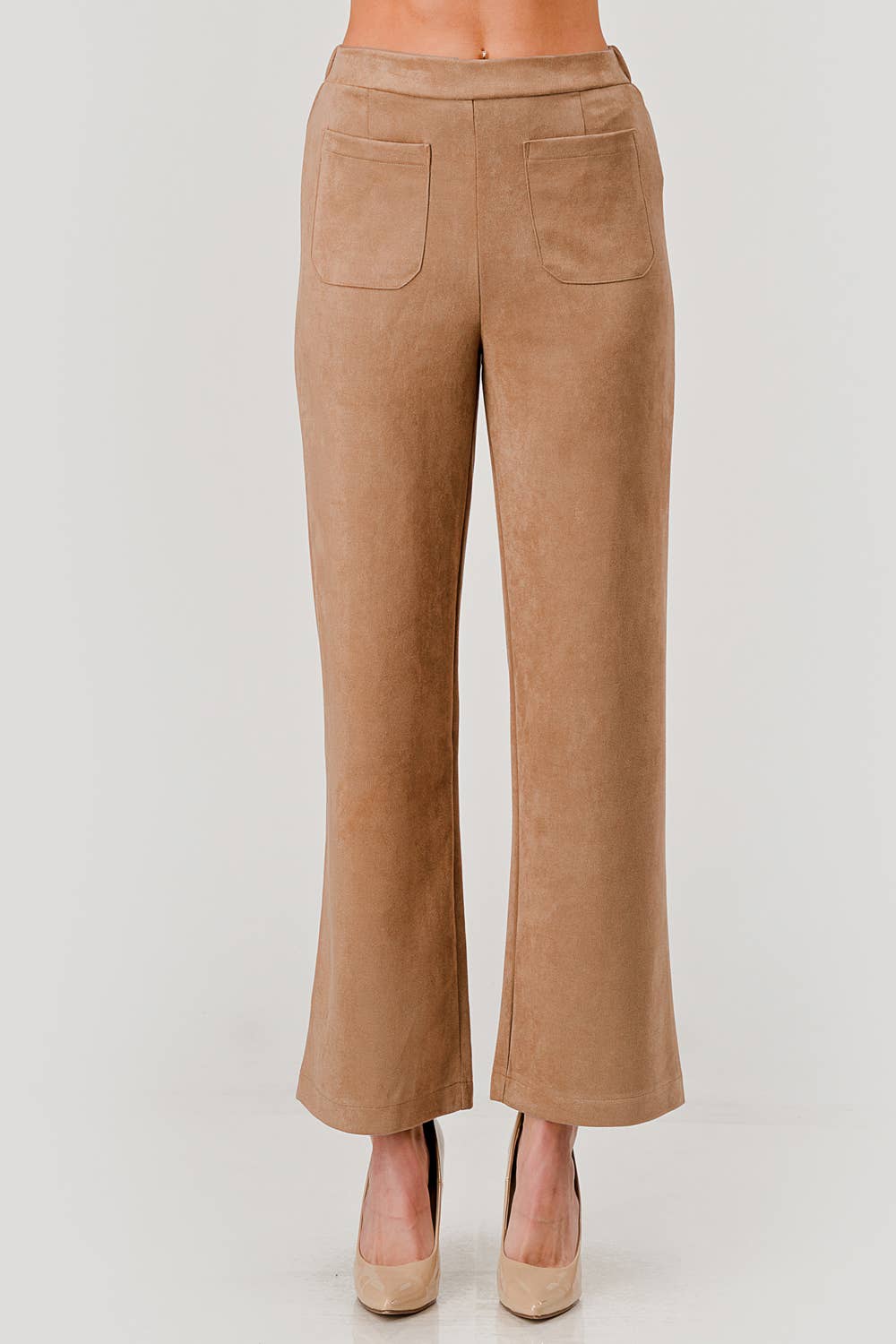 Mbp 1004 Suede Feel Pull on Front Pocket Stretch Pants Camel