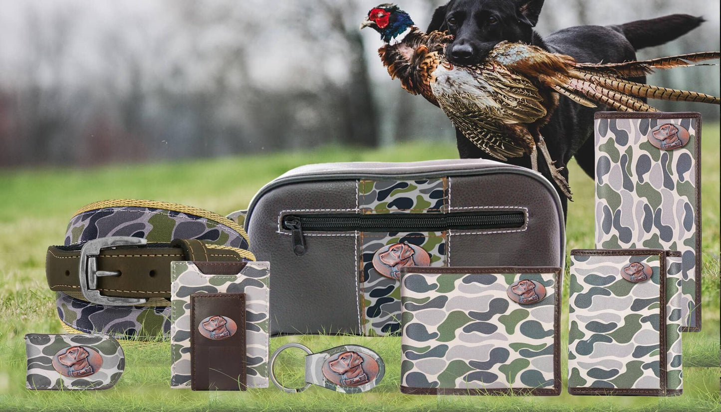 Lab Men's Magnetic Front Pocket Old School Camo Leather Wallet.