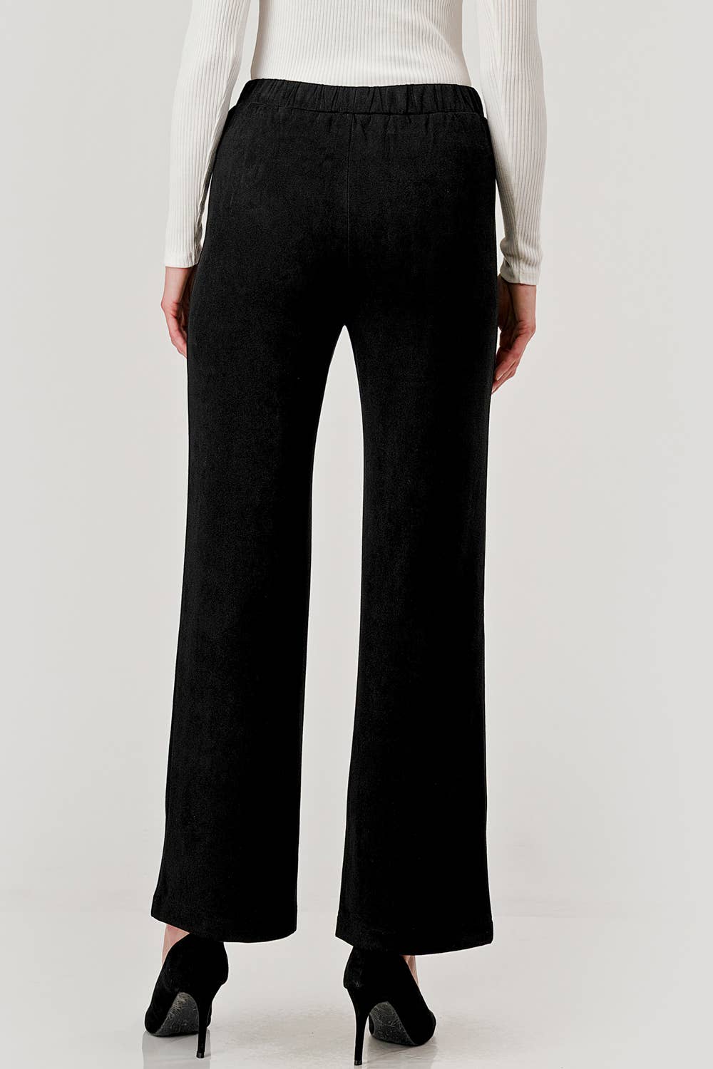 Mbp 1004 Suede Feel Pull on Front Pocket Stretch Pants Black