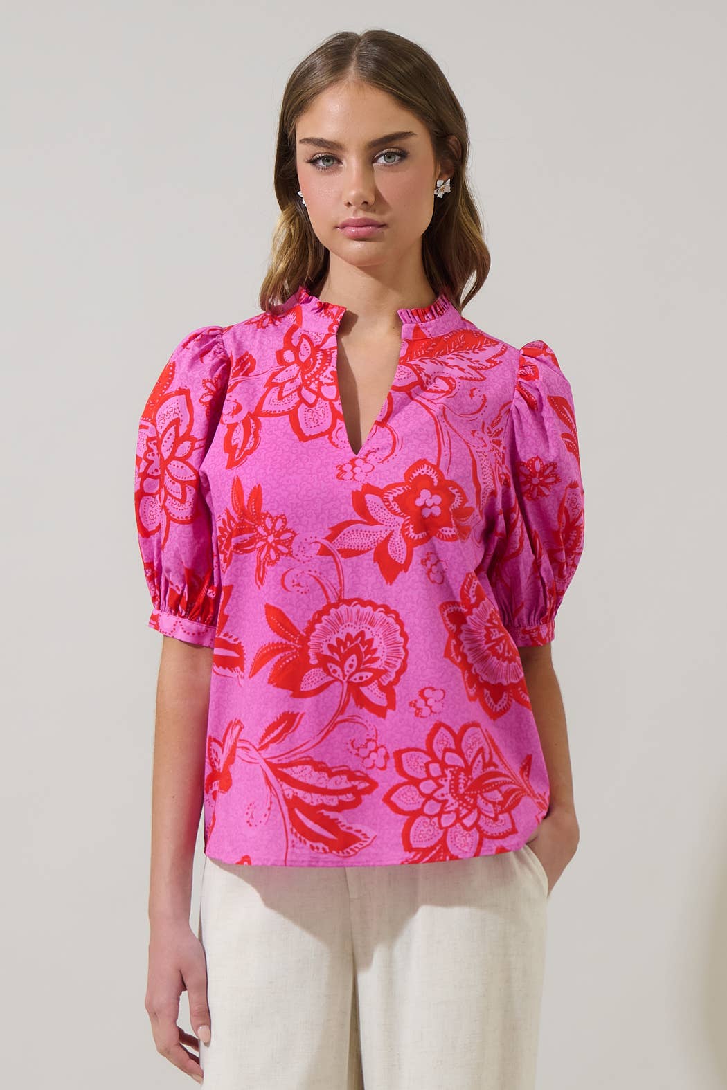 Weirly Floral Terri Puff Sleeve Top