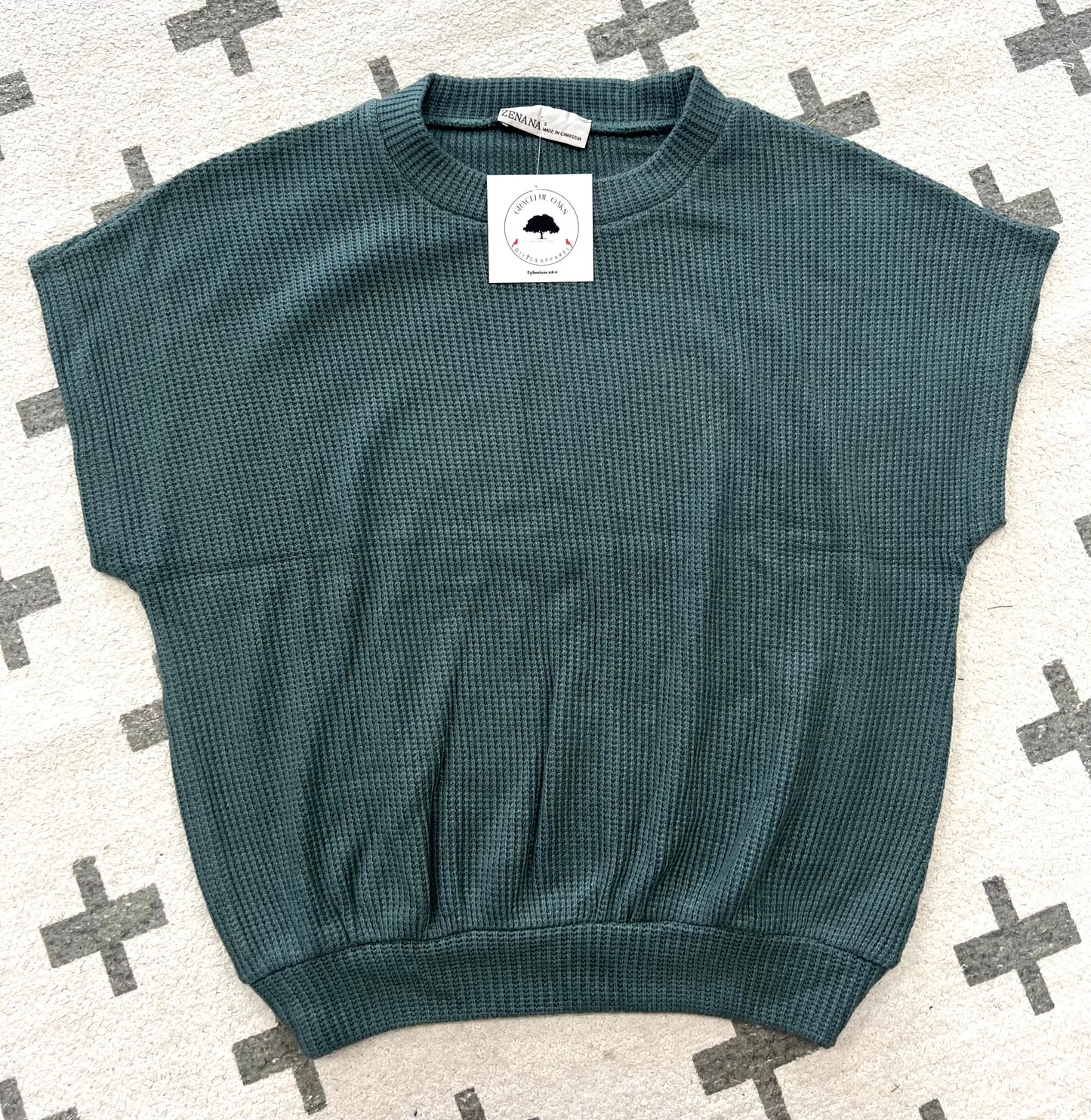 ROUND NECK BANDED BOTTON SHORT SLEEVE SWEATER