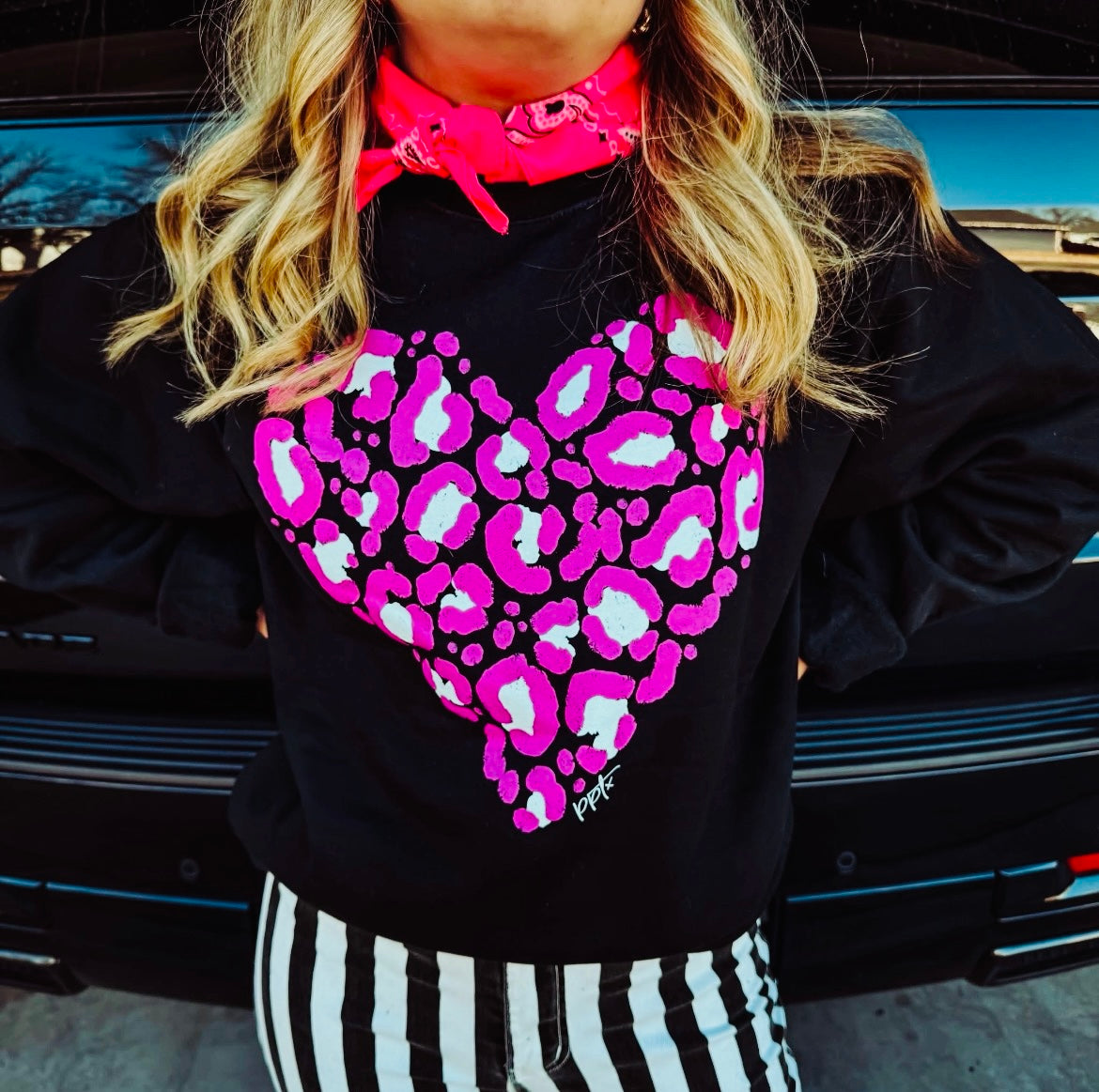 Pink Leopard Heart Sweatshirt