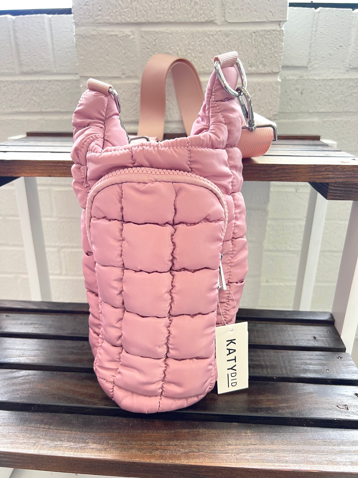 Mauve Quilted Water Bottle Carrier Bag