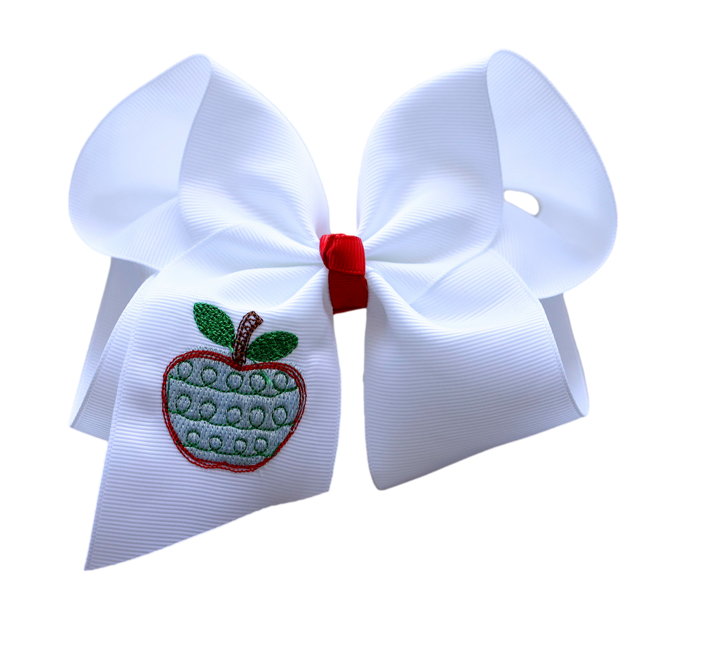 Green Apple Sketch Embroidered Bow🍏