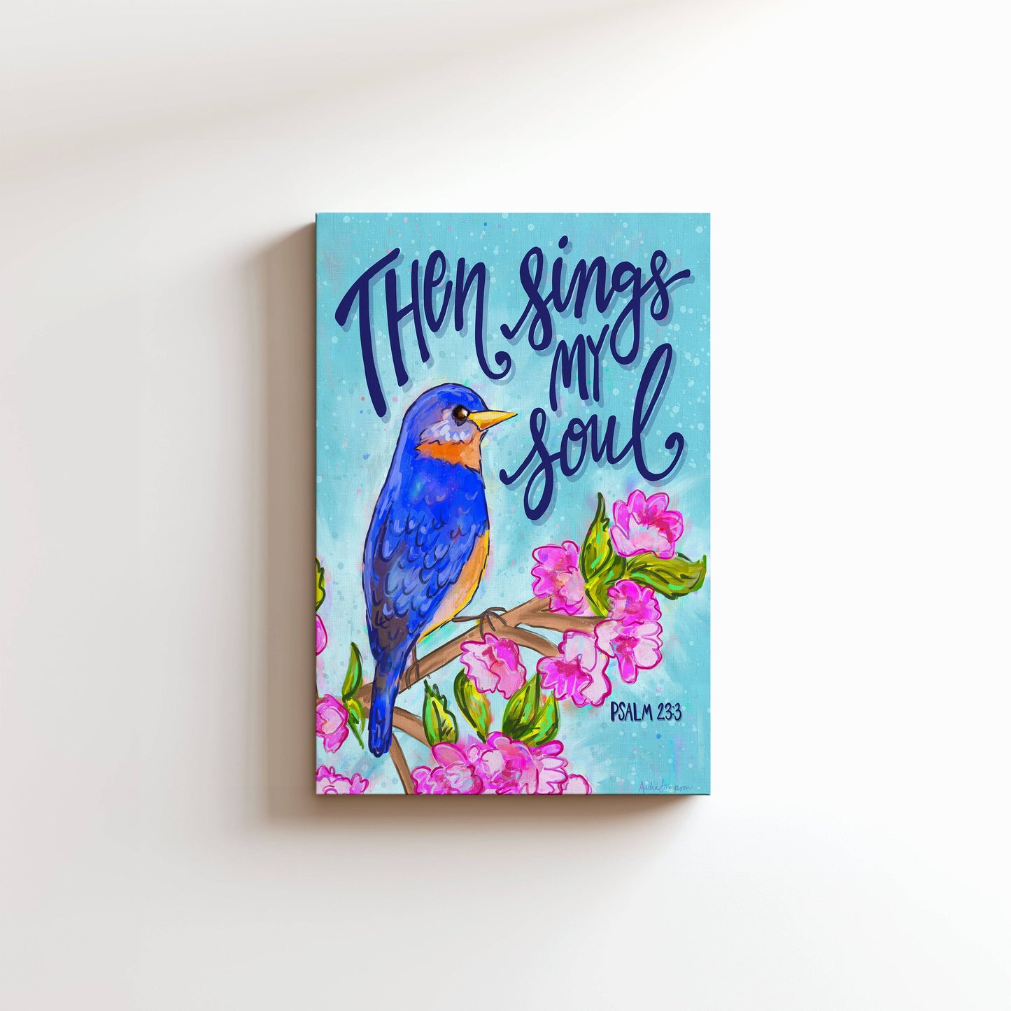 Then Sings My Soul Gallery Wrapped Canvas - Christian Religious Hymn Bird Scripture Art Painting