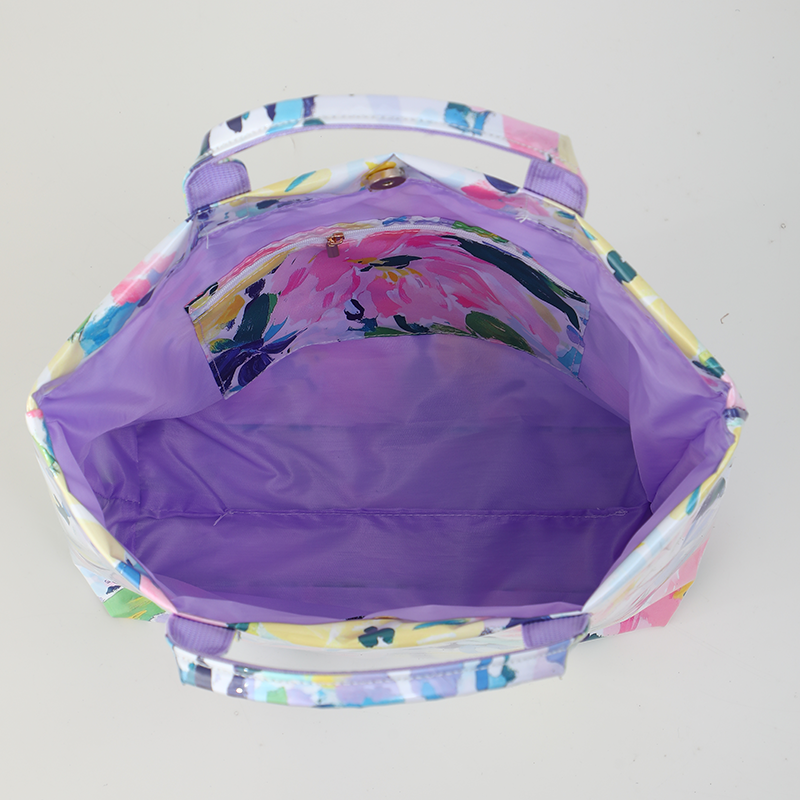 Waterproof Tote Bag PVC Beach Bag Sunset Meadow