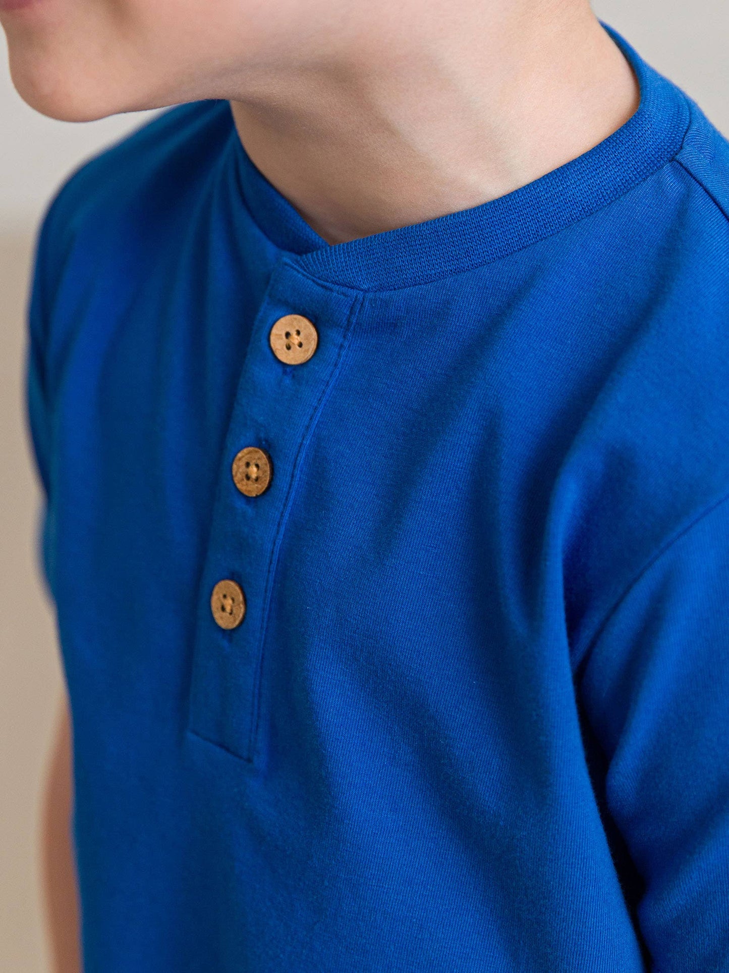 Boys Blue Short Sleeve Henley