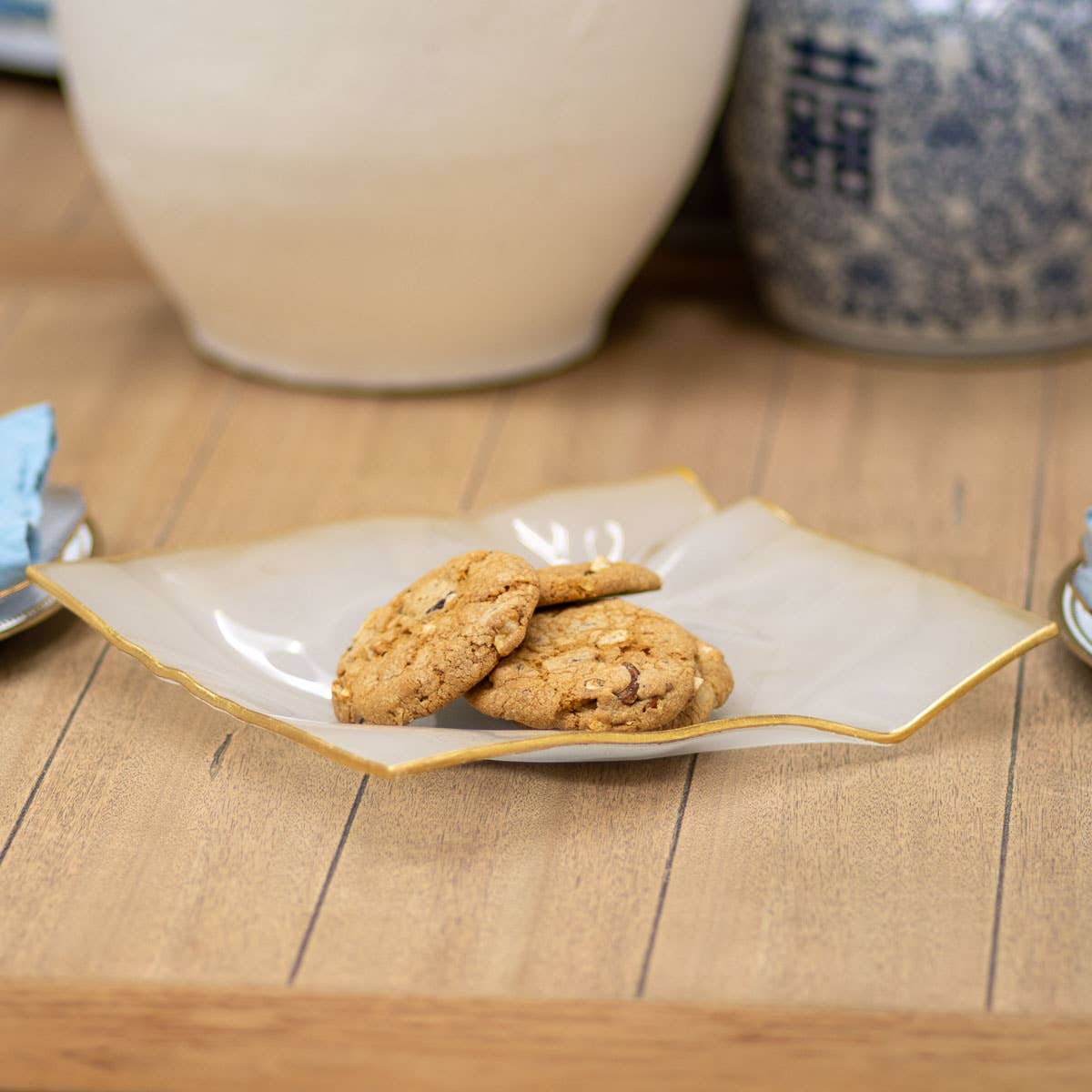 Parkland Ripple Serving Platter Frosted/Gold 11.5x9.5