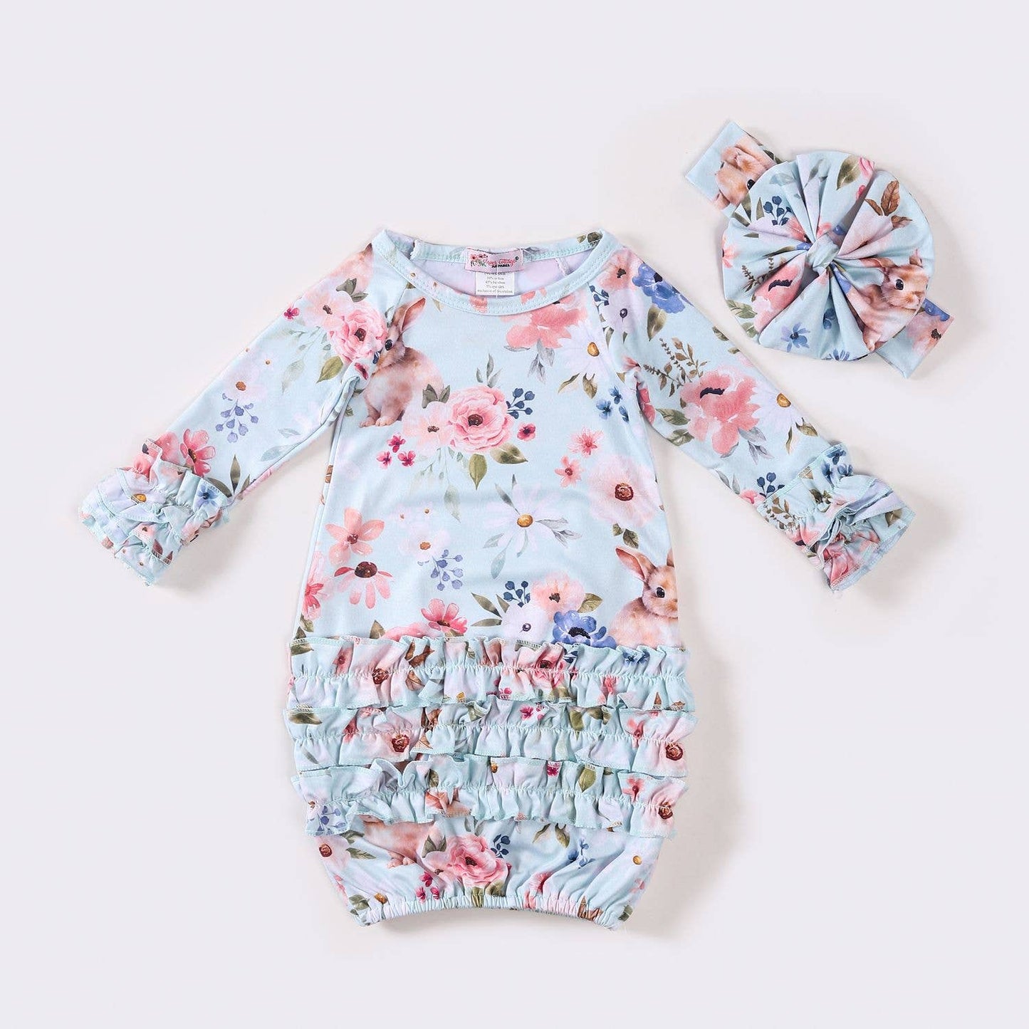 Floral Snuggle Bunny Baby Gown