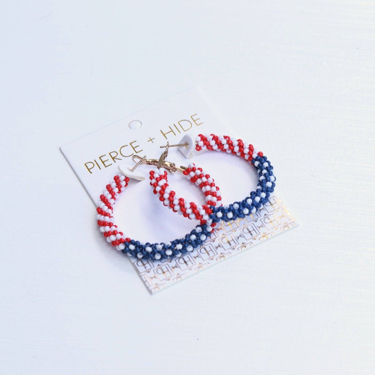Custom Patriotic Beaded Hoop Earring| 4th of July Earrings