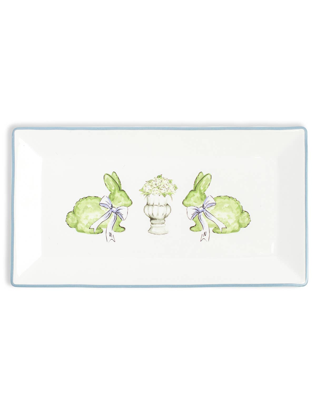 Francesca Bunny Rectangle Platter White/Multi 12x6.5