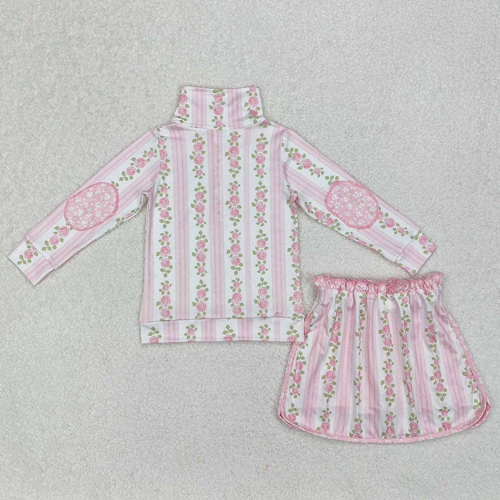 Baby Girls Pink Flowers Zip Top Skirt Skort Bottoms Sets