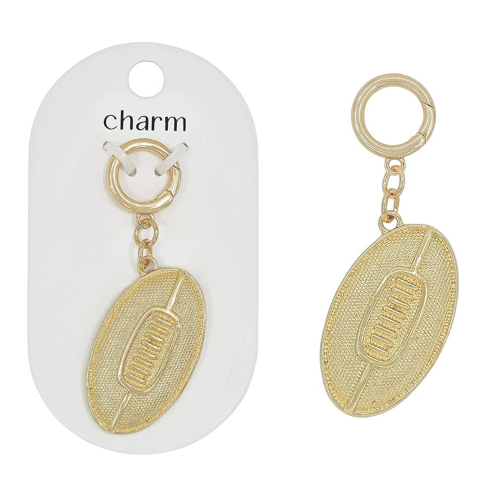 Gold Metal Football Cutout, Perfect Charm for Scarf Necklace