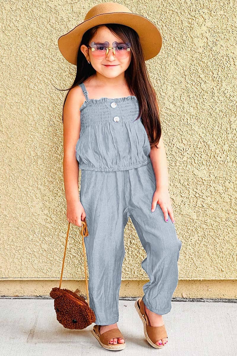 GKSS-23-3063B Girl's 2pc Denim Chambray Pant Set