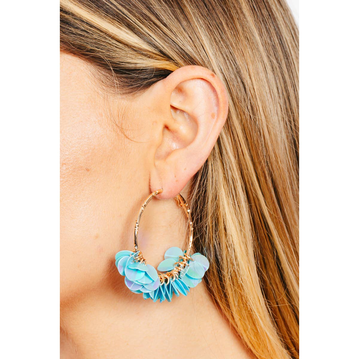 Shiny Multi Sequin Hoop Earrings