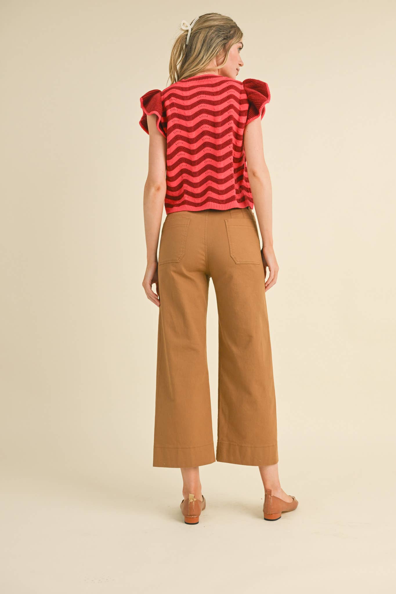 HIGH WAIST CROPPED WIDE LEG PANTS MP3303