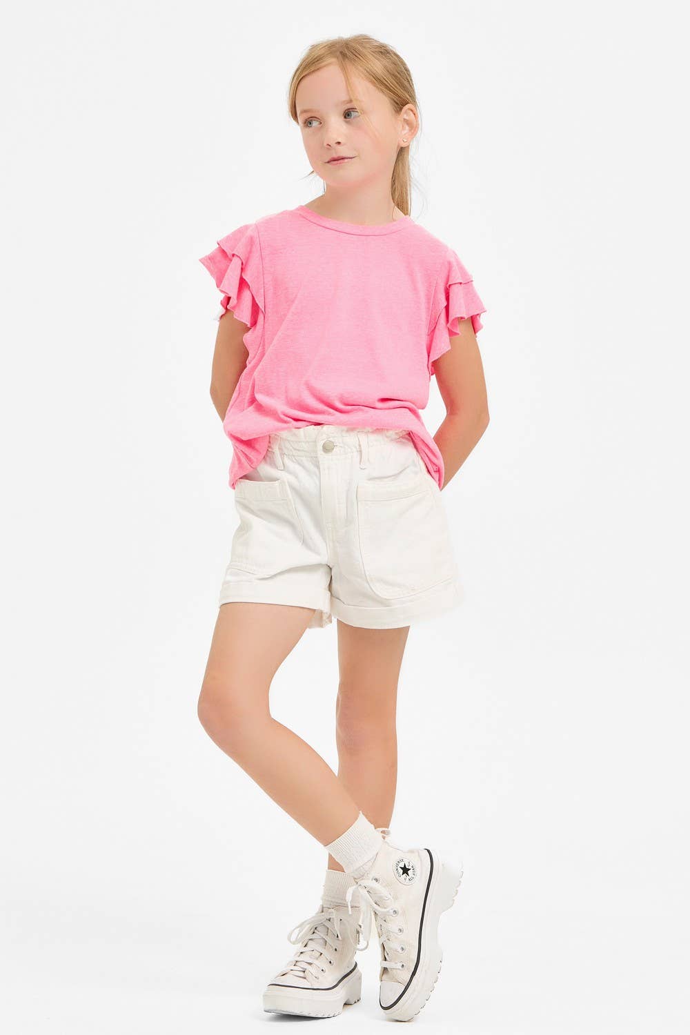 Tiered Flutter Sleeves Knit Top