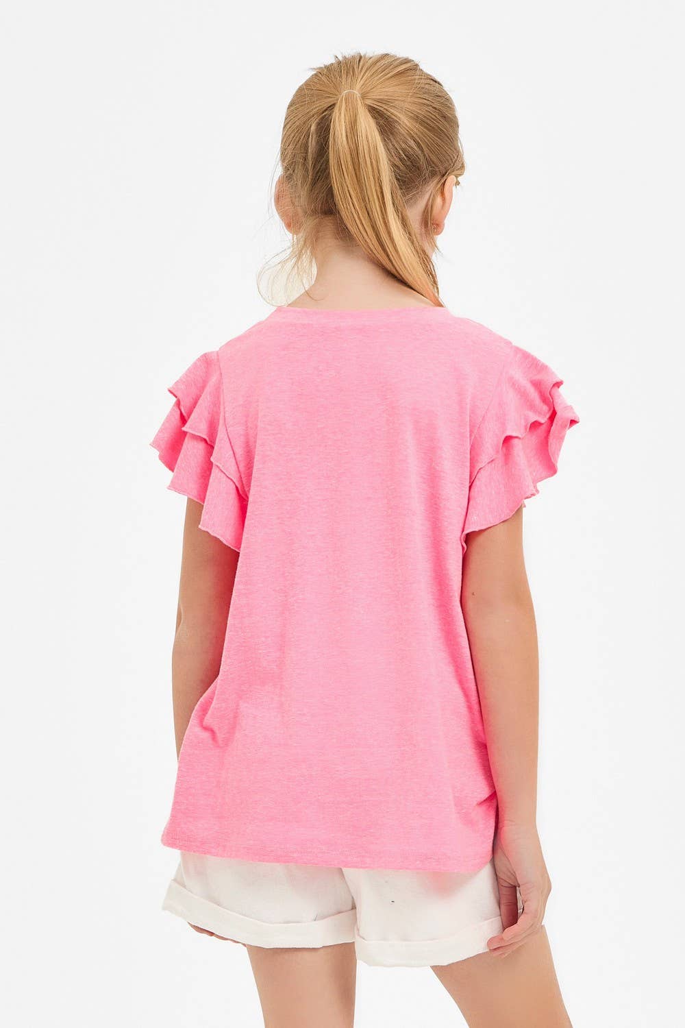 Tiered Flutter Sleeves Knit Top