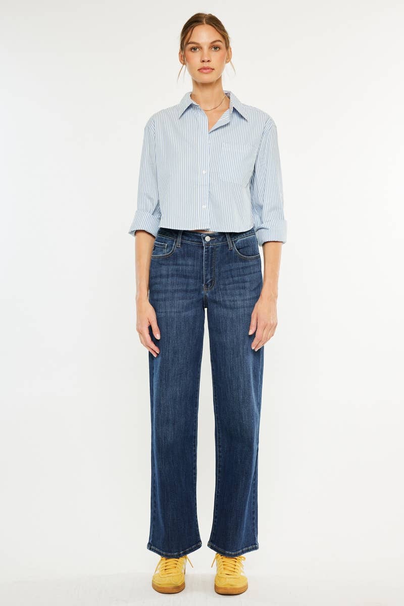 CRATER  OPEN PACK HIGH RISE WIDE LEG JEANS-KC20030D