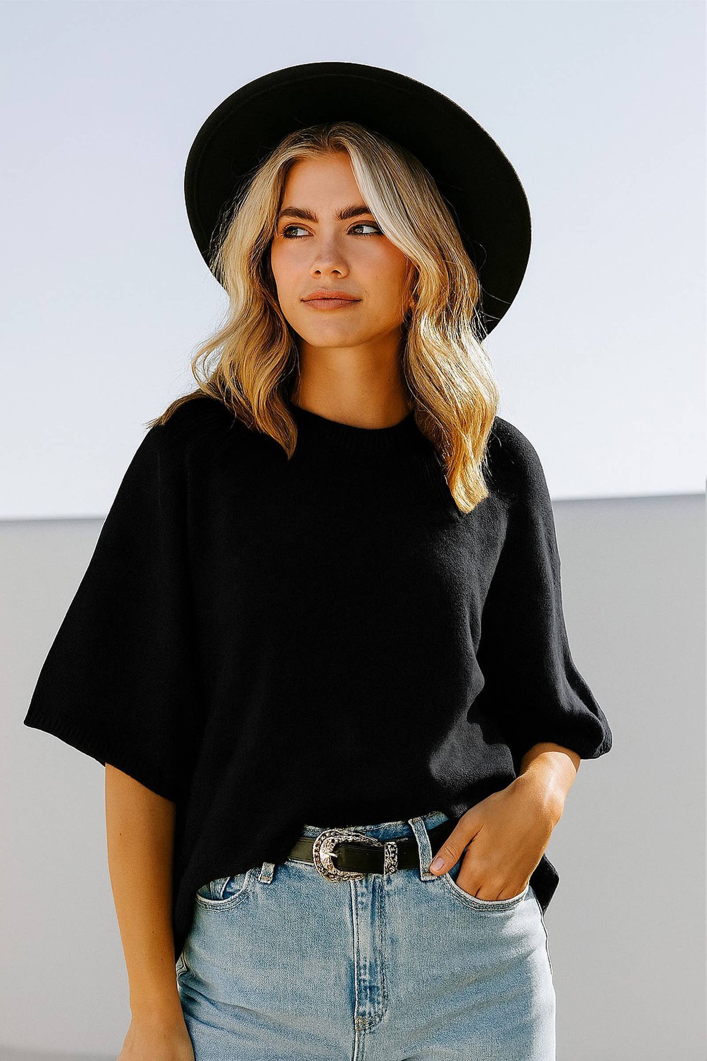 Short Sleeve Relaxed Sweater Top
