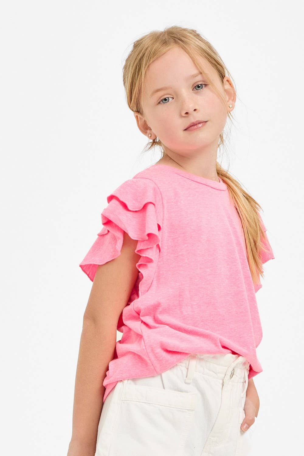 Tiered Flutter Sleeves Knit Top
