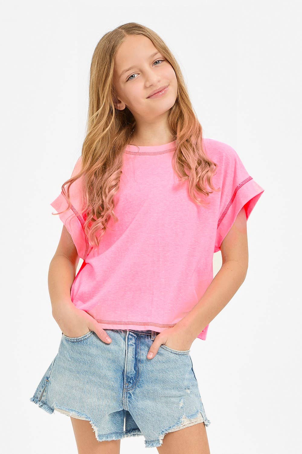 Overlap Open Back Reverse Stitched Top