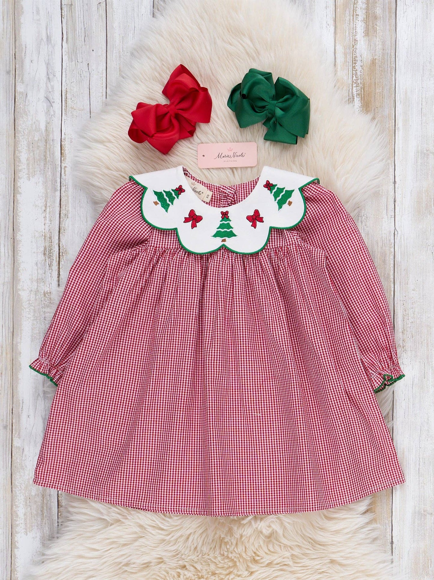 Festive Bow & Tree Cotton Dress