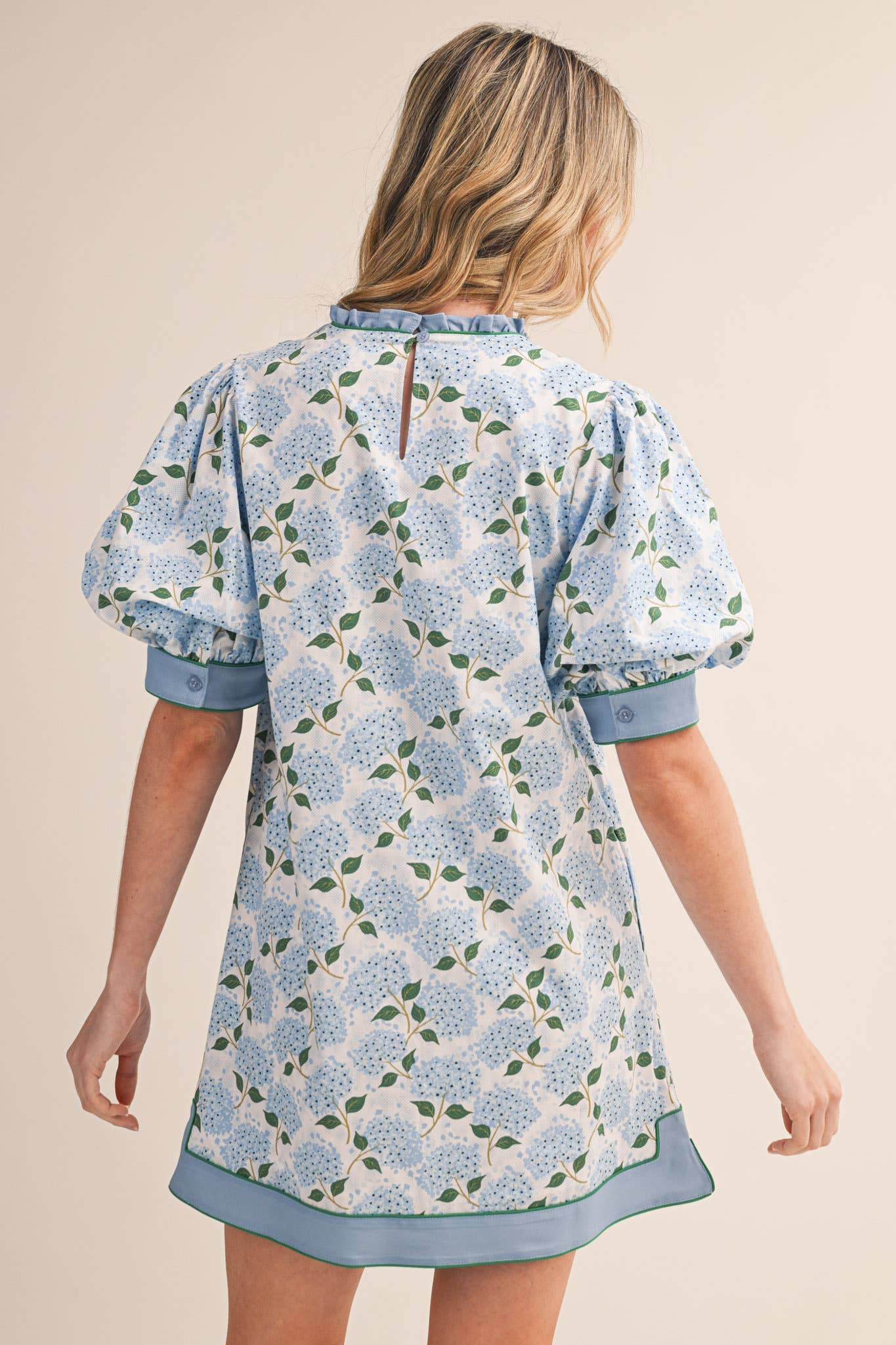 FLORAL PRINT PUFF SLEEVE A-LINE MINI DRESS MDR4855