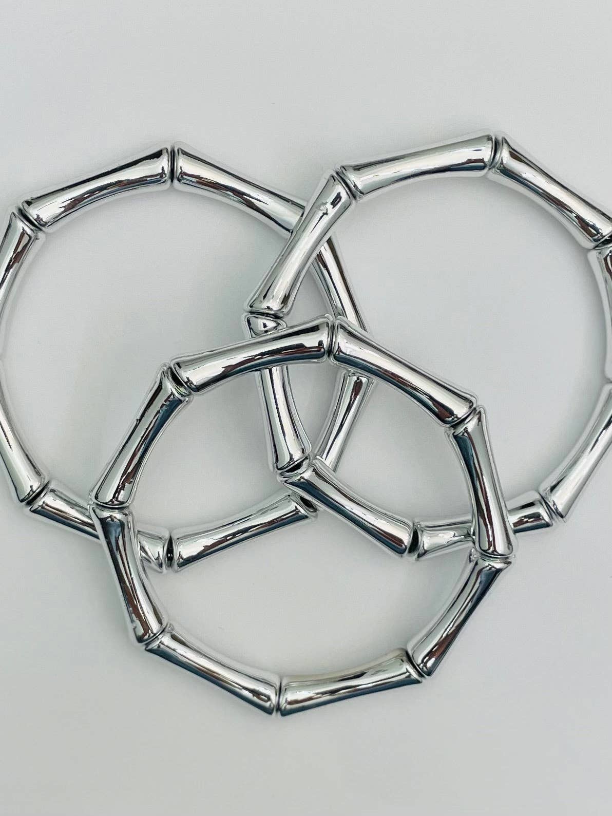 CHIC - Bamboo Tube Bracelets (set of 3 silver) B-BR131