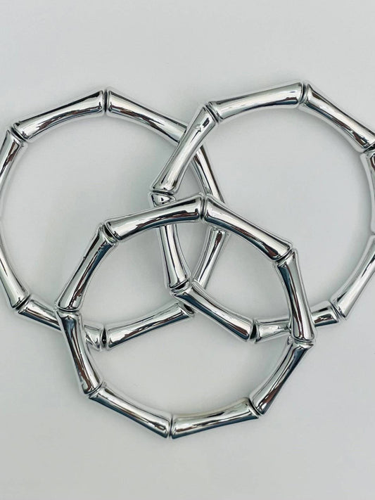 CHIC - Bamboo Tube Bracelets (set of 3 silver) B-BR131