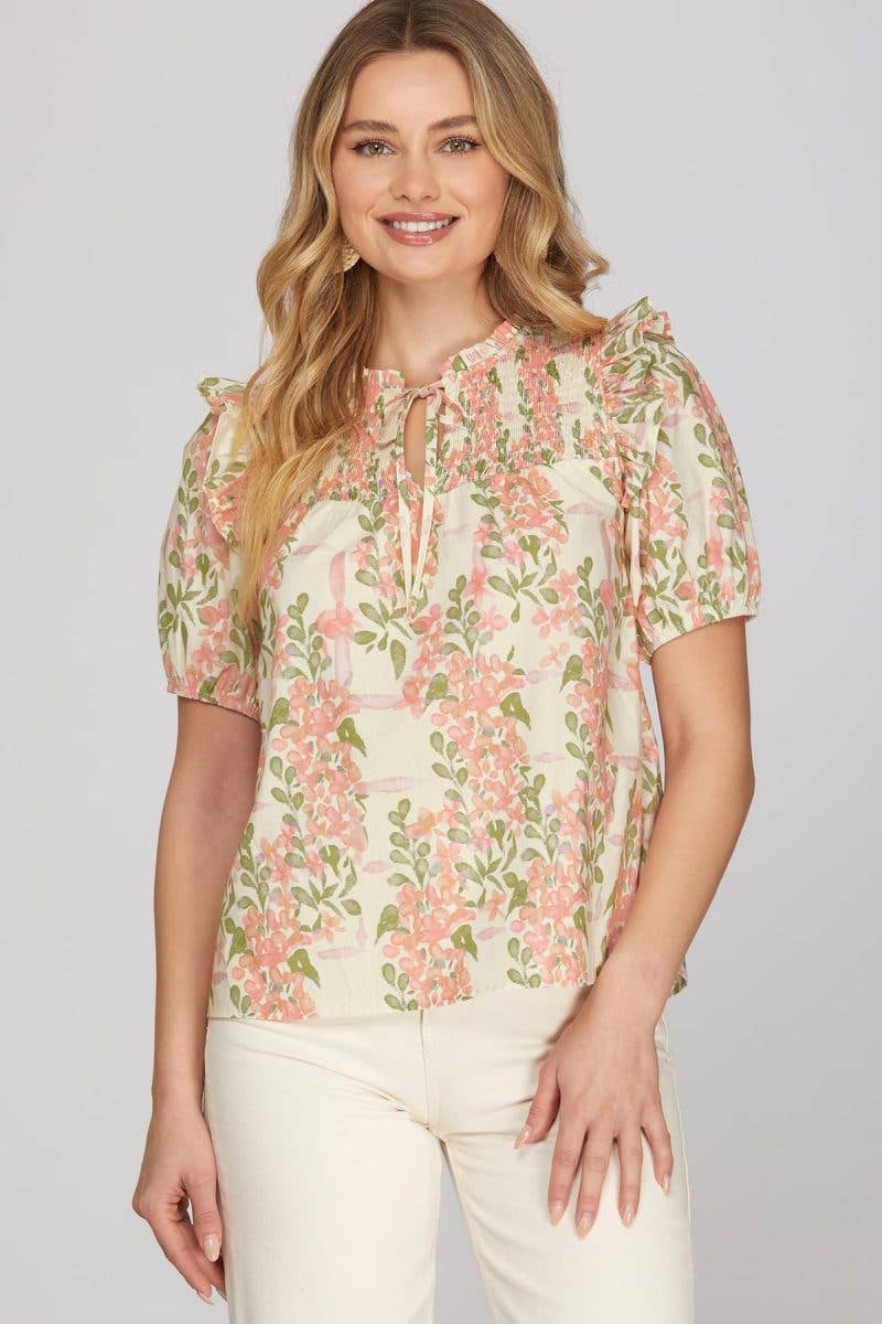 Floral Woven Print Top
